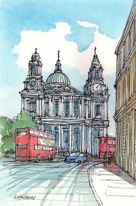 London St Paul's Cathedral art print from an original