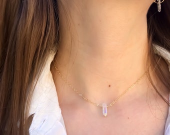 Angel Aura Quartz Crystal Necklace, Rainbow Healing Crystal Necklace, Titanium Quartz Jewellery, Bohemian Stone Jewelry