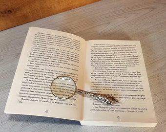 Magnifying glass, Vintage magnifying glass, Magnifier round, Old magnifying glass, Small silver-plated magnifying glass, Ornate handle