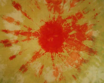 Children's bandanna, red tie dyed cotton neckerchief, child headscarf, 14" x 15"
