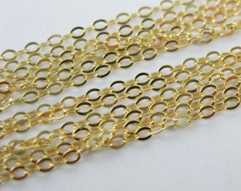 Vermeil-18K Gold Plated over Sterling Silver 2mm Flat Cable Oval Chain (5 feet) Sku: 101043-VM