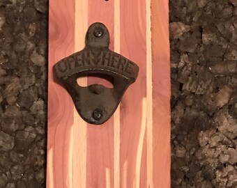 Wall Mounted Bottle Opener with Magnetic Cap Catch