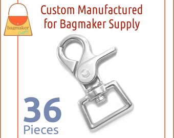3/4 Inch Trigger Style Swivel Snap Hooks, Shiny Nickel Finish, 36 Pack, Purse Clip, Handbag Bag Making Hardware Supplies, SNP-AA154