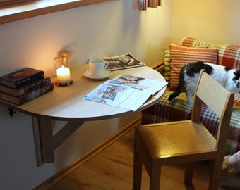 Wall mounted drop leaf table - Fold down desk - Wall mounted desk - Kitchen table - Side table - Space saving table