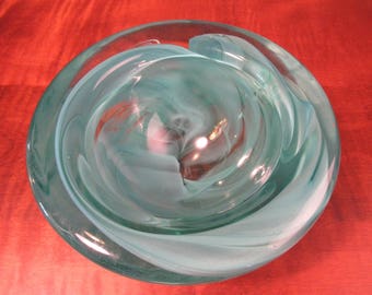 Blue/green glass bowl by Kosta Boda