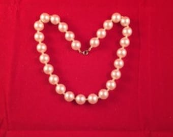 Large Faux Pearl Necklace with Golden Beads - #7-N