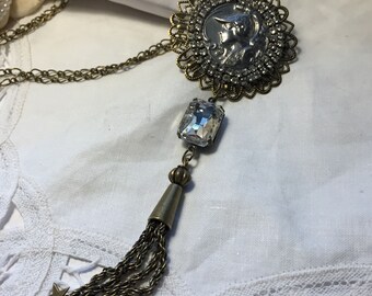 Repurposed assemblage Combo of Stars Stones A Knight in Antique Brass