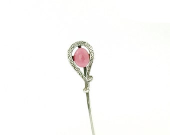 Antique Stickpin English Rose Victorian Stickpin British Sterling Silver Figural Lapel Pin Victorian Sterling