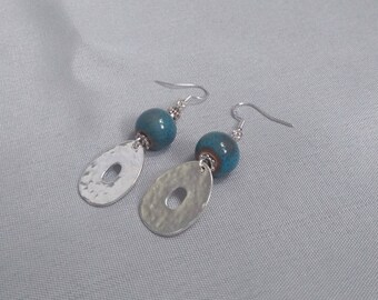 Turquoise Silver Ceramic earrings