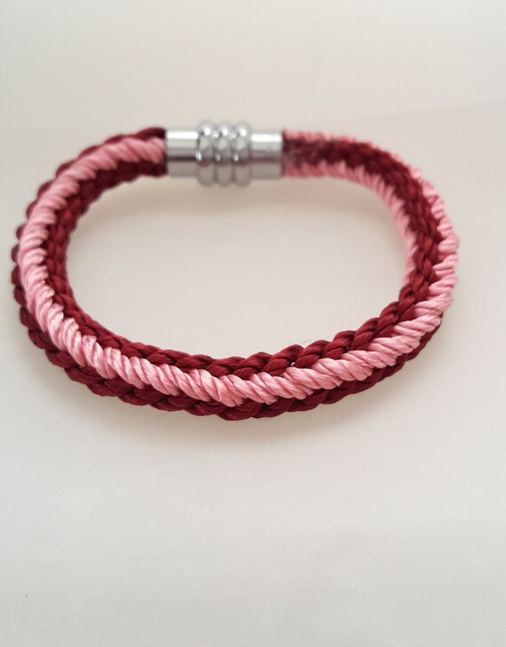 Foxtail Bracelet Foxtail Macrame Bracelet Pink and Dark Red