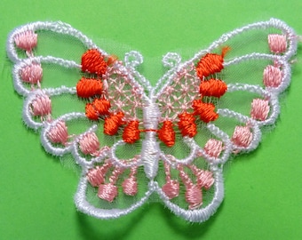 APPLIQUE lace: Butterfly pink/red/white 60 * 40mm