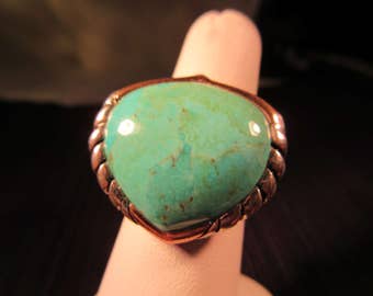 Cool Retro Sterling Silver Turquoise Ring - Barse 8