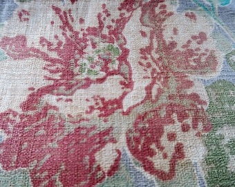 FLORAL bark-cloth, barkcloth drapes, FADED barkcloth, shabby chic fabric, eight panels, lot backcloth, country decor