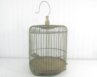 Antique Birdcage, Wood Birdcage, wedding birdcage, vintage birdcage, vintage birdcage, wood cage, garden decor, cottage decor