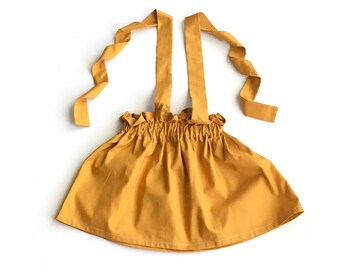 Mustard Suspender Skirt, Fall Skirt, Girls Skirt, Green Skirt, Brown Skirt, Toddlers, Girls Clothing