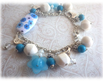 Flowers and Birds - bracelet sweet bracelet with birdsa and bamboo coral