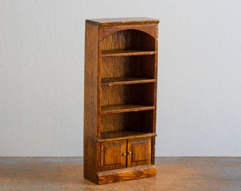 Wooden Bookshelf - 1:12 Scale Vintage Dollhouse Furniture