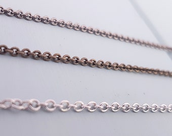 Replacement Chain Necklaces - 2mm Soldered Link - 16 to 32 Inches - Gunmetal - Antique Burnished Bronze - Silver Stainless Steel