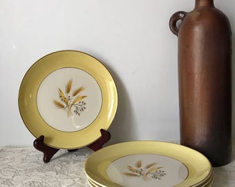 Autumn Gold China * Homer Laughlin Autumn Gold * Century Service Corp. * Wheat Pattern * Dessert Plate * Yellow Dinnerware * Mid Century