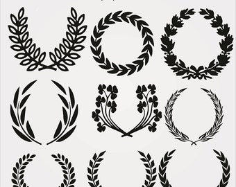 Download Laurel Leaf Wreath Monogram Collection SVG and Silhouette