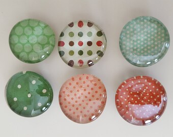 Glass Pebble Magnets Set of 6 Dots