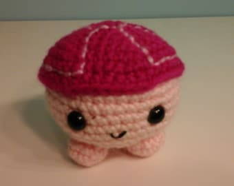 Crochet roly poly turtle, lt pink/dk pink