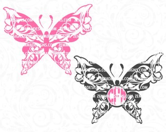 Download Butterfly Split Monogram Svg Butterfly Svg Butterfly Frame Svg