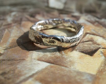 Silver Melted, Reticulated, Fused, Molten Ring, Abstract, Textured Ring, Organic Design, Melted Silver Ring