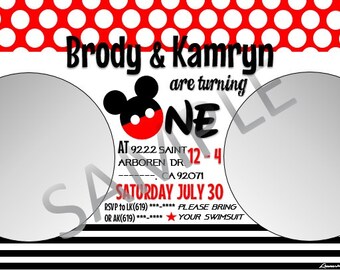 Mickey mouse first birhday invitation