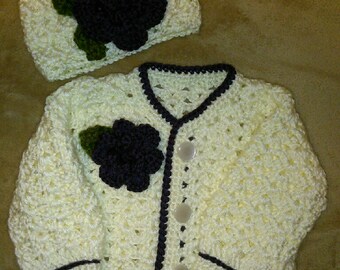 Sweater & Headband with Purple Irish Rose for baby girl