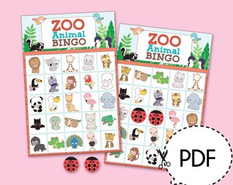 Zoo Animal Bingo Game Kit–Printable PDF Download