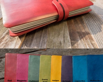 For large Moleskine notebooks~Leather Journal Cover~Personalized ~Refillable : Holds 4 large cahier, 5 x 8.25 notebooks, 10 colors