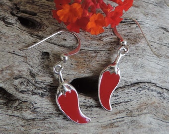 Red Jalapenos Sterling Silver Earrings