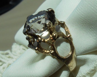 14k vintage smoky quartz ring