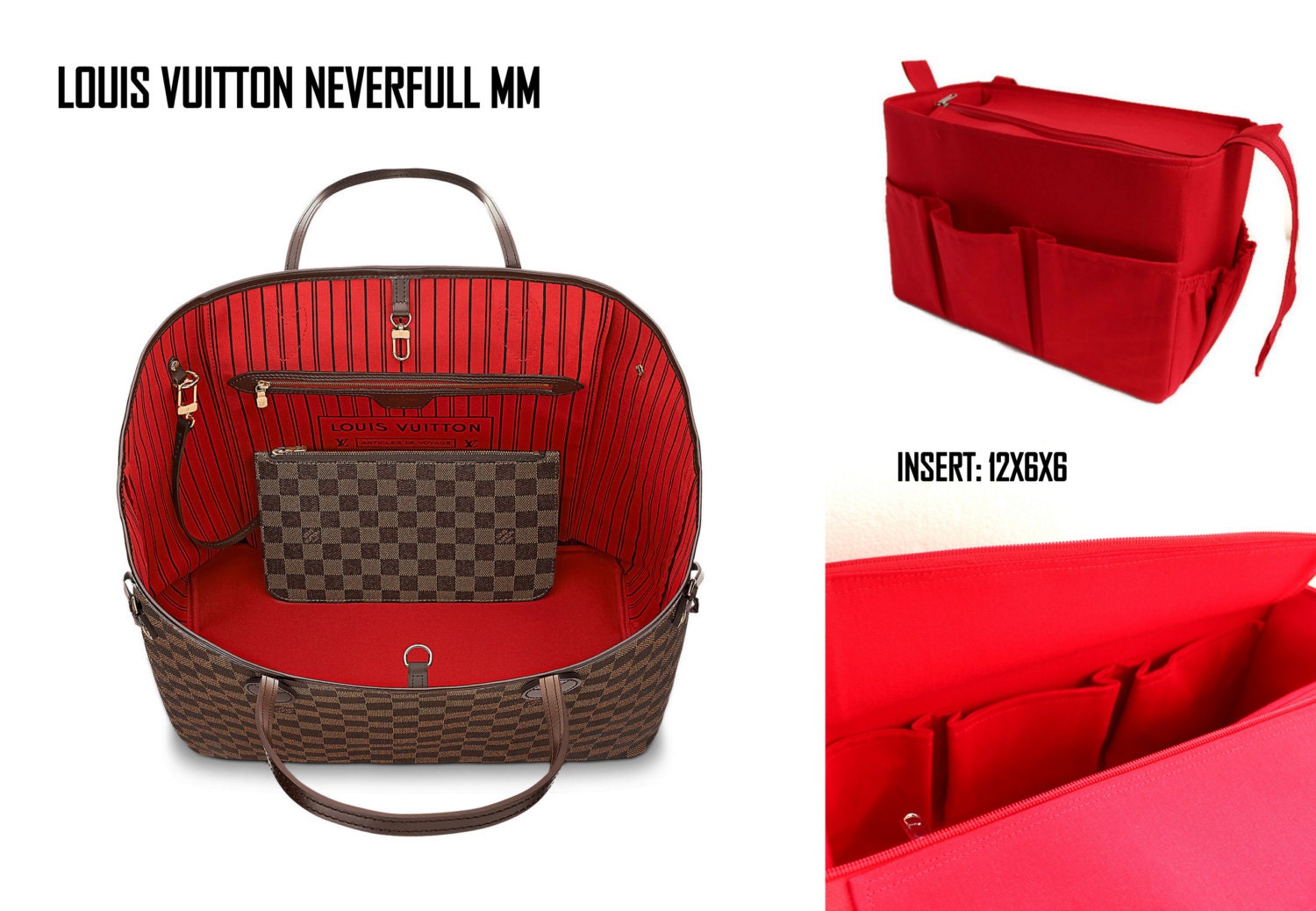 neverfull.organizer Purse organizer for Louis Vuitton Neverfull MM with Zipper