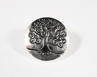 Silver Tree Buttons 14mm Antique Silver Metal Shank Buttons, Tree of Life Buttons, Wrap Bracelet Buttons, Sewing Buttons Craft Supplies 5pcs