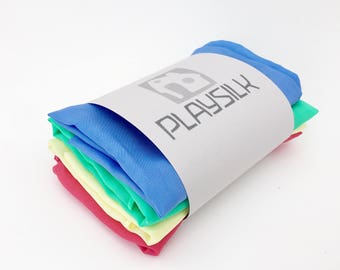 Playsilks - Vibrant Set (11"x11"), Mini Play Silks, Waldorf Playsilks, Rainbow Playsilks