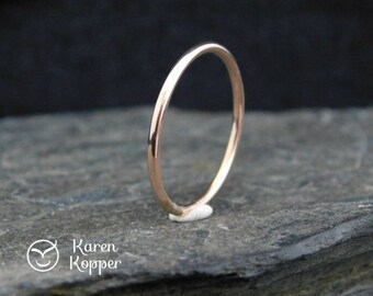 Smooth 14k Rose Gold filled ring, thin ring, 1.2mm ring, made at your size. Skinny ring, thin ring, stacking ring.