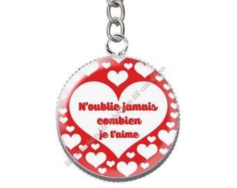 Keychain resin cabochon never forget how much I love you