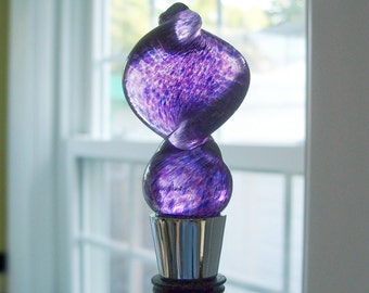 Handsculpted Glass Bottlestopper-Violet Twist