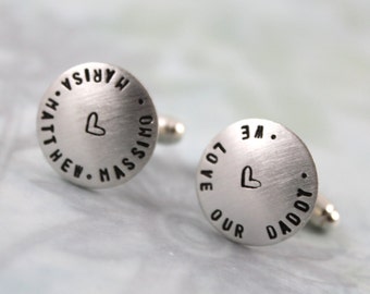 Inspirational, Sterling silver cufflinks, dad gift with names cufflinks, personalized cuff links, mens personalized cufflinks