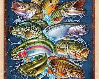 Quilting Treasures "So Many Fish, So Little Time" 25922-E Fabric Panel 23 1/2" x 44"
