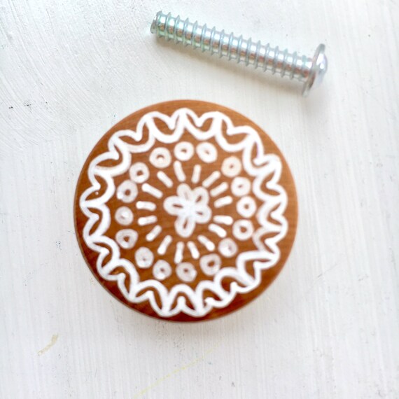Drawer pulls custom knobs boho hand painted wood drawer