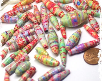 Pastel Multicolor Paper Beads, Multicolor Rolled Paper Beads, Craft Supplies, Jewelry Supplies, DIY, Boho Components, Beads Spring Colors