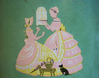 Vintage Southern Belle Ladies Shabby Tin