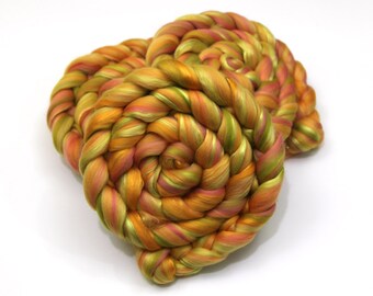 Merino Wool / Silk Roving (combed top) - Custom Blended Commercially Dyed Roving for Spinning or Felting - 4 oz