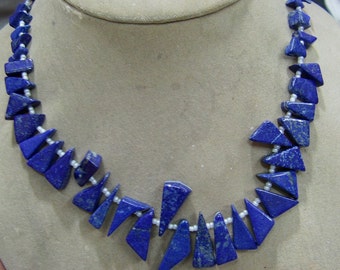 1 Strand Lapis lazuly Layout rough beads 16'' 75, grams 7X12 12X25 MM