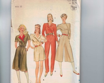 1980s Vintage Sewing Pattern Butterick 4177 Misses and Petite Easy Jumpsuit Size 8 Bust 31 32 80s