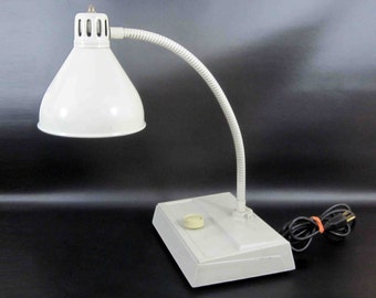 Vintage Mid Century Task Lamp in White with Dimmer Control. Circa 1960's.