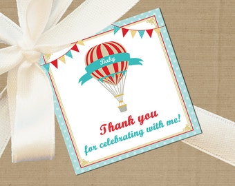 50% OFF SALE - Hot Air Balloon Tag Printable or Printed with Free Shipping - Vintage Hot Air Balloon Collection